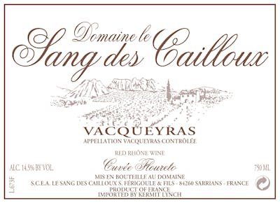 Label for Domaine Le Sang des Cailloux