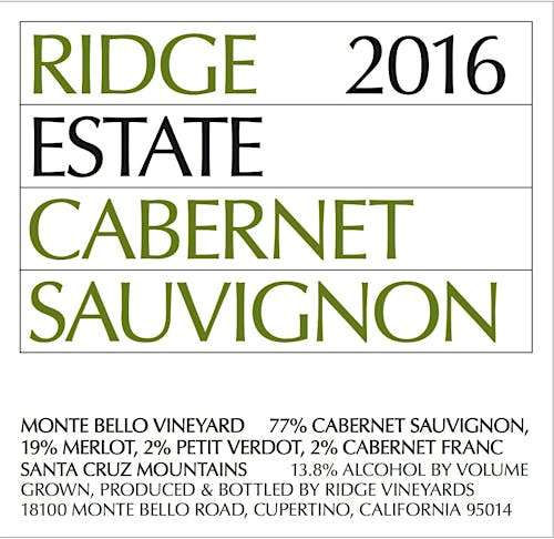 ridgecabernet-sauvignon-santa-cruz-mountains-estate Label