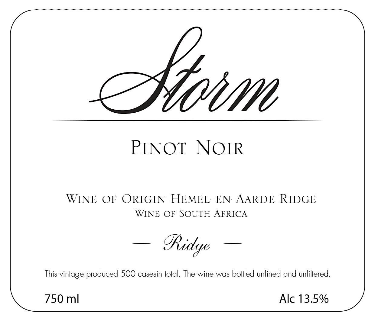 Label for Storm Wines