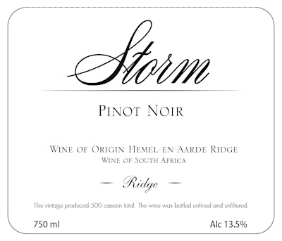 Label for Storm Wines