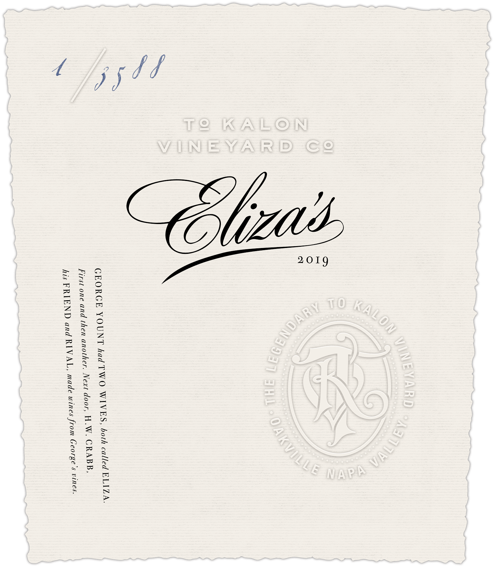 Label for To Kalon Vineyard Company